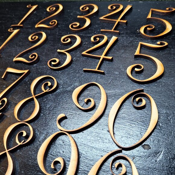 Decor - Real Wood Numbers in Curlz Font (3 inch) - Picture 2 of 8
